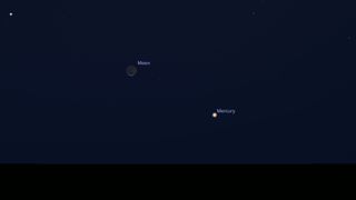 graphic of the night sky showing the mercury shining in lower right corner down from the moon.